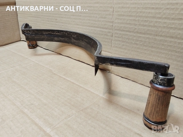Уникален Голям Стар Кован Рукан, Голям Дърводелски Нож За Белене На Дърво / НОМЕР 701., снимка 5 - Антикварни и старинни предмети - 53486490