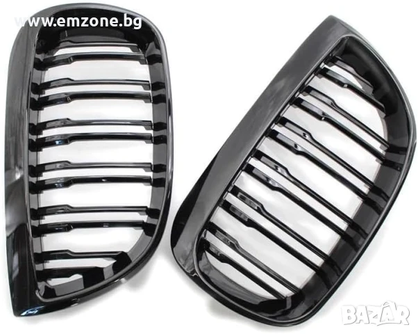 Решетки Бъбреци за БМВ BMW 1 серия E81/E87 2004-2011 Черен Гланц Двойни, снимка 4 - Аксесоари и консумативи - 50559342