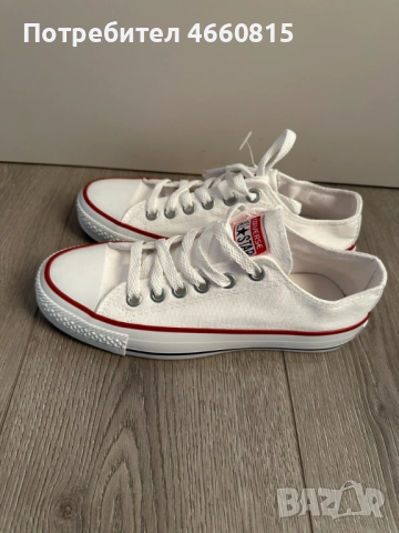 Дамски обувки кецове Converse стил – бели, нови, размер 38, снимка 3 - Маратонки - 52929570