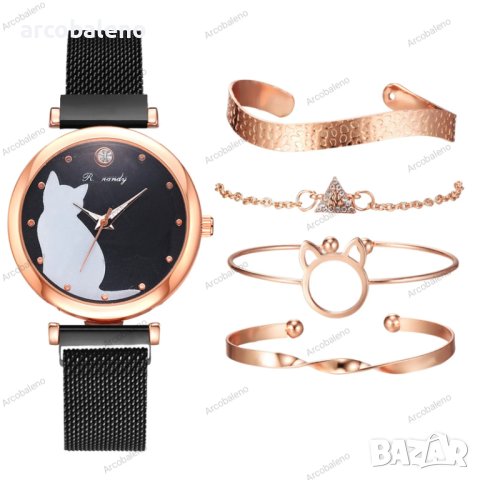 Моден дамски кварцов часовник в комплект с четири гривни, 7цвята - 023, снимка 4 - Дамски - 41702701