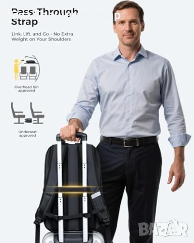 Нова Раница за компютър 15.6", 50% повече място, USB зареждане, черна, снимка 6 - Раници - 53520882