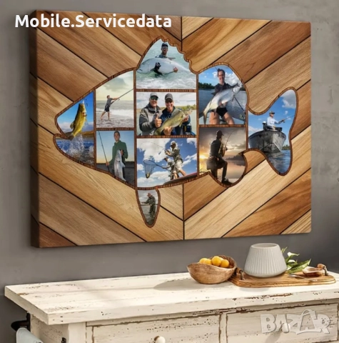 Метална кутия за снимки с риболовен мотив | Персонализирано стеннo изкуство Ретро дизайн 