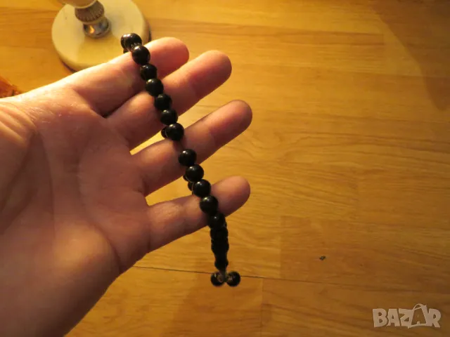 Старинна османска броеница с черни зърна, молитвена броеница с 33 мъниста турска броеница, снимка 2 - Антикварни и старинни предмети - 50435270