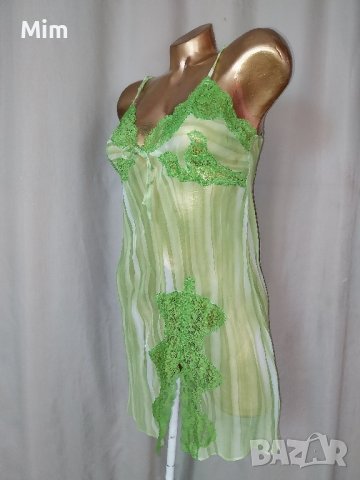 М Ефирна нощница в зелено с дантела , снимка 5 - Нощници - 41916470