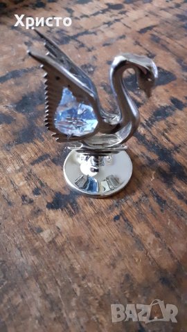 метален декоративен лебед CRAFTOCRAFT със Сваровски Swarovski кристали, снимка 2 - Статуетки - 41084533