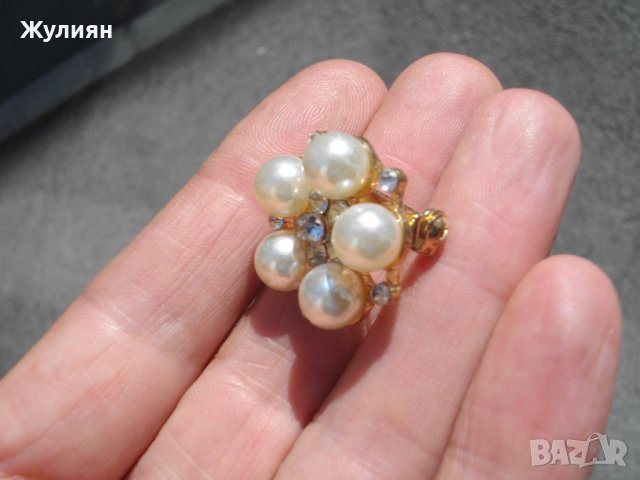 СТАРА ПОЗЛАТЕНА БРОШКА С ПЕРЛИ, снимка 3 - Антикварни и старинни предмети - 41972858