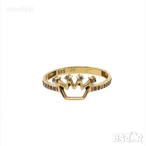 Златен дамски пръстен 1,70гр. размер:56 14кр. проба:585 модел:22375-1, снимка 1 - Пръстени - 44376156