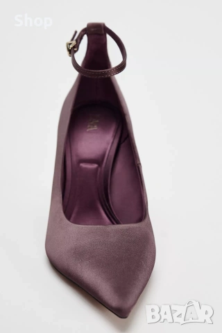 👛 Сатенени обувки на ток на Zara , снимка 3 - Дамски обувки на ток - 53774261