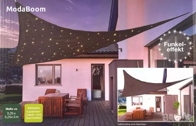 Соларно LED слънчево платно – Сянка през деня, звездна магия през нощта, снимка 2 - Лед осветление - 48947446