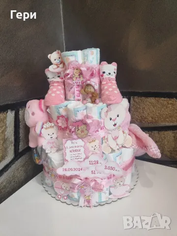 Торта от памперси PAMPERS, снимка 18 - Пелени, памперси - 38443126