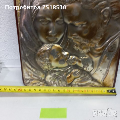 Голяма посребрена икона, снимка 5 - Антикварни и старинни предмети - 40096837