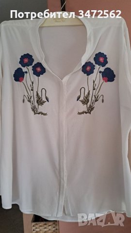Дамска бяла риза XXL с красива бродерия, снимка 2 - Ризи - 40976469