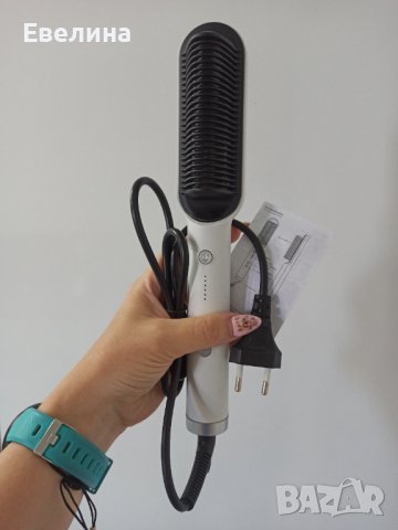 Нова! Четка гребен 2 в 1 за изправяне и къдрене на коса, бяла, снимка 6 - Преси за коса - 41526324