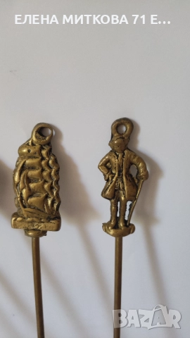 Лот от 5 бр.красиви винтидж месингови вилици за камина - английски, снимка 5 - Антикварни и старинни предмети - 51781818