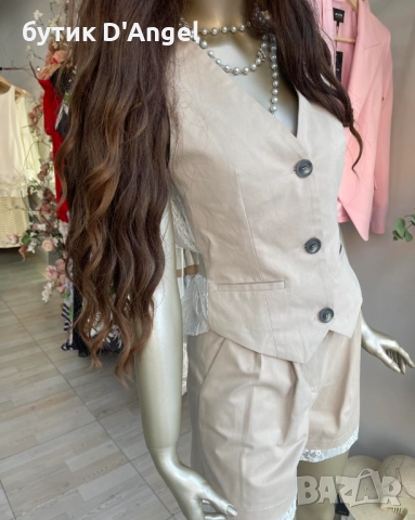 Къси панталонки с дантела в бежов цвят, снимка 3 - Къси панталони и бермуди - 51652185