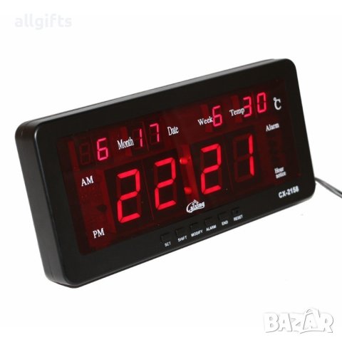 LED електронен часовник CX-2158 ,Термометър ,Аларма, снимка 4 - Други - 41205331