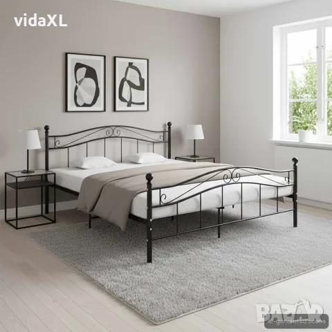 vidaXL Рамка за легло, черна, метал, 160x200 см, снимка 2 - Спални и легла - 56146852