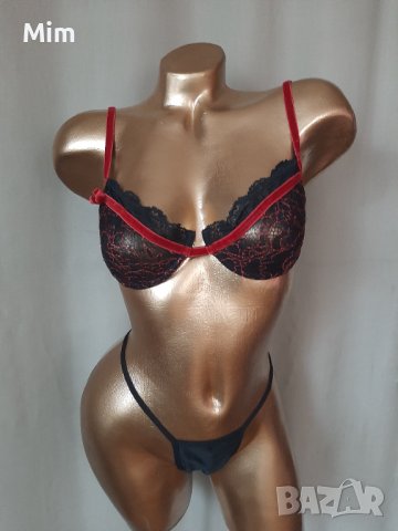 К-т 80 B  Черен дантелен сутиен и черна прашка , снимка 2 - Бельо - 40880664