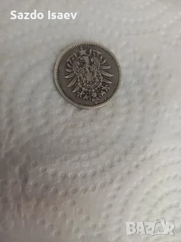 1 Mark 1874 сребро 900, снимка 4 - Нумизматика и бонистика - 56233586