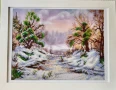 ушит гоблен с чешки мъниста "Зимен пейзаж", снимка 1