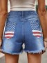 Дамски дънкови къси панталони с щампа на американското знаме, 5модела - 023, снимка 9