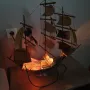 Голям кораб от рог с нощна лампа и латерна, снимка 2