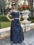 Дънков костюм с дълга пола и бюстие XS-XL, снимка 2