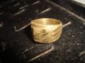 СТАР ПОЗЛАТЕН БРОНЗОВ ПРЪСТЕН ОРНАМЕНТИРАН РЪЧНО МАЙСТОРСКА АРТ ДЕКО ИЗРАБОТКА МАСИВЕН 21866, снимка 5