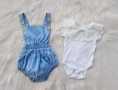 Бебешки дънков гащеризон и боди с якичка 0-3 месеца , снимка 13