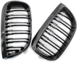 Решетки Бъбреци за БМВ BMW 1 серия E81/E87 2004-2011 Черен Гланц Двойни, снимка 4