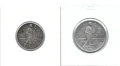 1 лея 1910, 2 леи 1914 Кралство Румъния  Сребро , снимка 1