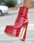 Боти на ток - червен лак - YSV1, снимка 2