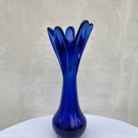 Красива арт ваза от кобалтово стъкло №1067, снимка 1 - Антикварни и старинни предмети - 34667251