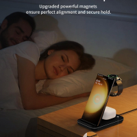  JoyGeek Безжично зарядно устройство за Samsung, 3 в 1, черно, снимка 4 - Безжични зарядни - 44641339