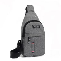 Мъжка чанта, чантичка за пред гърди чанта през рамо, или гръб, черна и сива с отвор за кабел, раница, снимка 7 - Чанти - 41435936