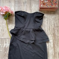 Страхотна пеплум черна еластична официална вечерна къса коктейлна рокля , снимка 11 - Рокли - 35788836