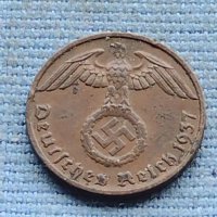 Монета 1 райхсфенинг 1937г. Германска империя с свастика 34841, снимка 7 - Нумизматика и бонистика - 42730529
