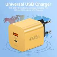 40W Зарядно устройство USB порта + Type-c бързо зареждане, снимка 8 - Оригинални зарядни - 44350817