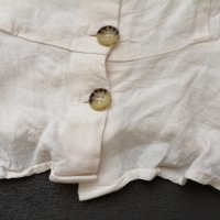 H&M бял топ с буфан ръкави, пеплум и копчета р-р S, снимка 6 - Корсети, бюстиета, топове - 41703272