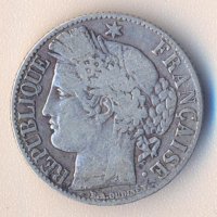 Франция 1 франк 1888 година, сребро, снимка 2 - Нумизматика и бонистика - 41524236