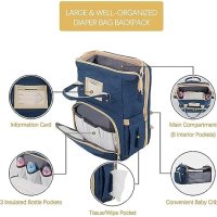 Нова удобна чанта за пелени Раница за детска количка с термо джобове Синя, снимка 3 - Други - 42002732