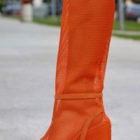 Летни ботуши - оранжеви с черно ходило - BL650, снимка 2 - Дамски ботуши - 31628806
