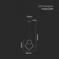 LED Полилей 12W Черен Топло Бяла Светлина, снимка 5 - Полилеи - 41162350