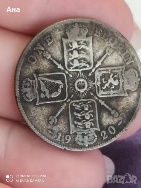 1 Флорин 1920 Великобритания сребро

, снимка 1