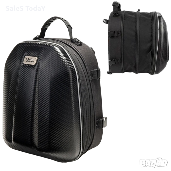 Мото Раница за задна седалка, Чанта за мотор, карбон, 38см, снимка 1