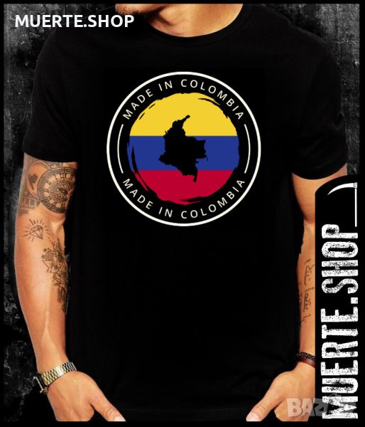Черна тениска с щампа MADE IN COLUMBIA, снимка 1