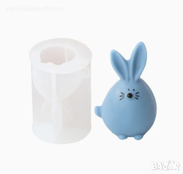 3D Зайче заек Великден Силиконов молд форма за свещи гипс сапун , снимка 1