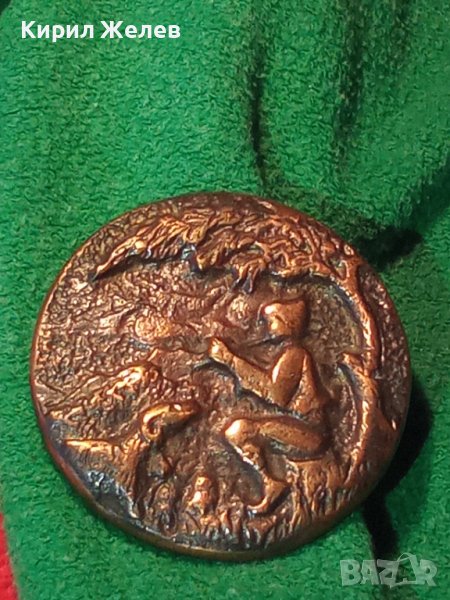 СТАРА МЕДНА РЕЛЕФНА АПЛИКАЦИЯ ПАНО КАРТИНА РЪЧНА МАСИВНА ИЗРАБОТКА 27220, снимка 1