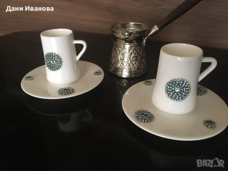 Комплект за турско кафе - 2 чаши и джезве - НОВ, снимка 1