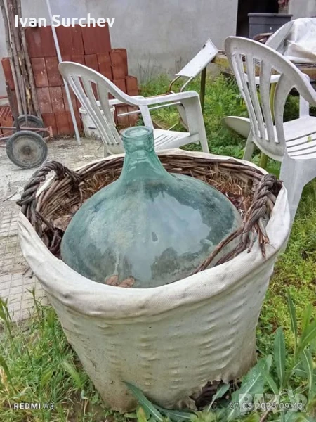 ДАМАДЖАНА СЪС ПЛЕТЕН КОШ -60 ЛИТРА, снимка 1